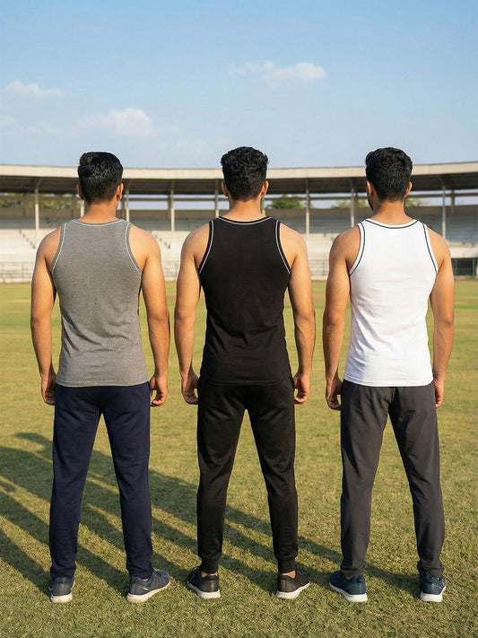 100% Cotton Vest - Gym Fit (Pack of 3)
