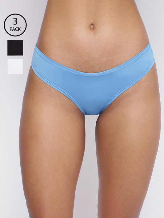 Set of 3 women’s semi-seamless bikini briefs from La Intimo, designed for comfort and daily wear in a variety of colors.