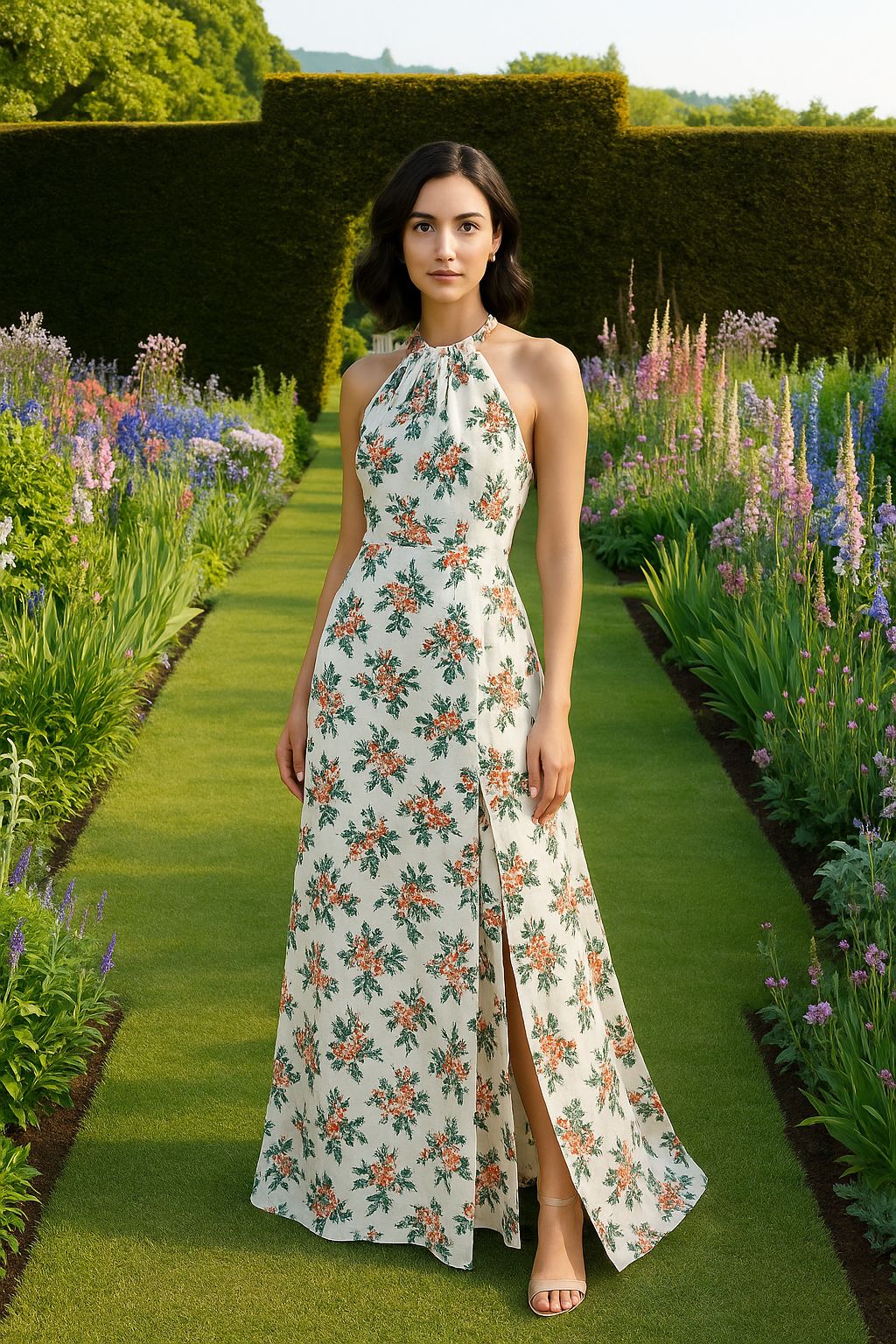 Butter Crepe Flora Fun Maxi Dress - Cream