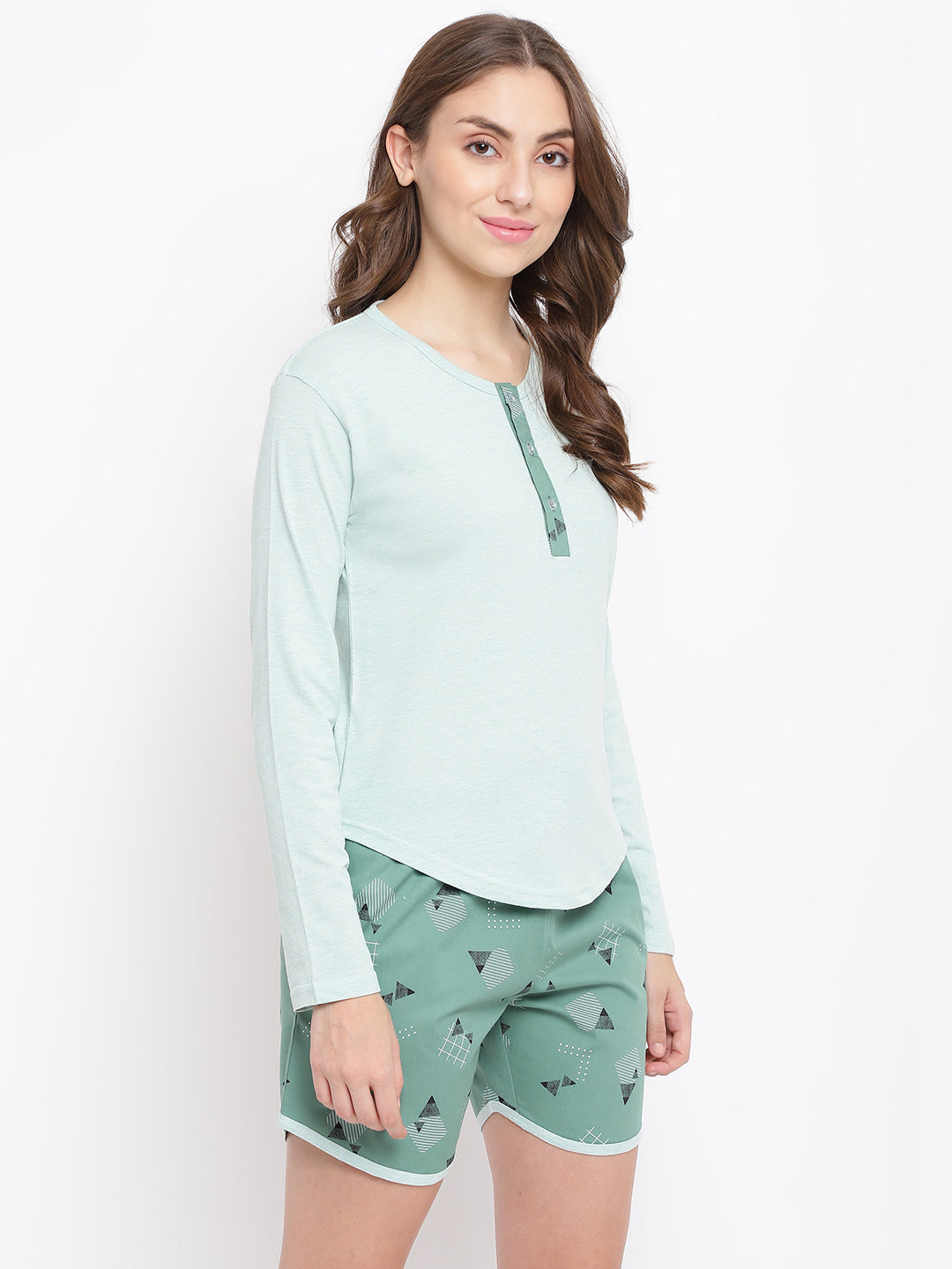 100% Cotton Full Sleeves T-Shirt Shorts Nightsuit