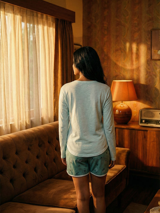 100% Cotton Full Sleeves T-Shirt Shorts Nightsuit