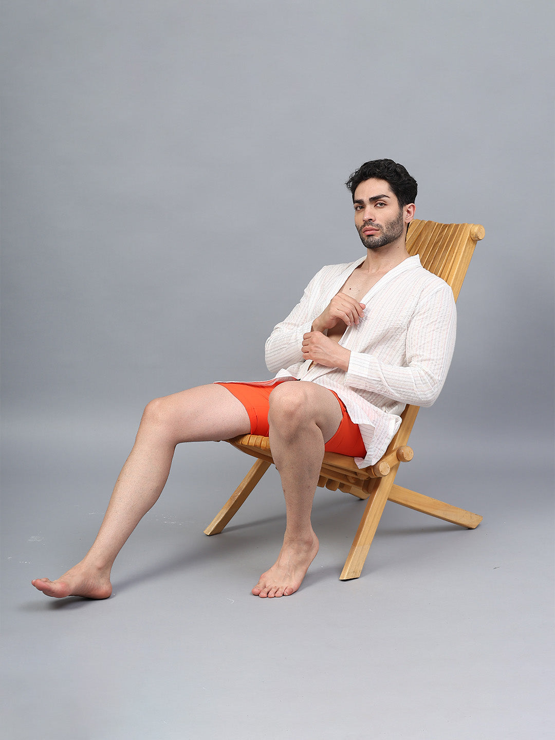 La Intimo men's luxury short swimwear shrug in Oceanic Solids collection – stylish beachwear in premium fabric