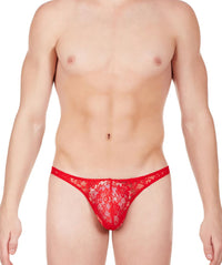 La Intimo Red Men Comfy Thong Nylon Spandex Lace