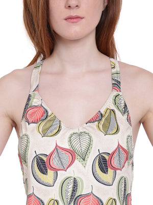 La Intimo BP-Leaves Multi Female Oceanfront Monokini Resort/Beach Wear Polyester Spandex Swimwear