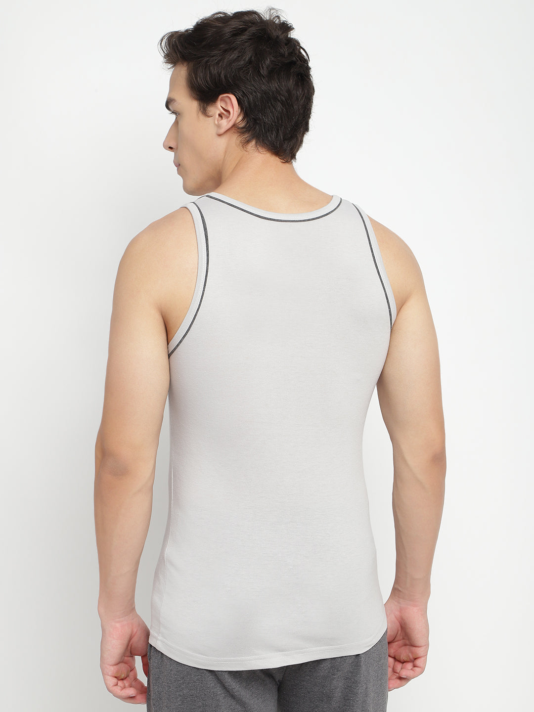 Three men's gym vests by La Intimo in a multipack, showcasing comfortable and stylish innerwear ideal for workouts and casual wear.