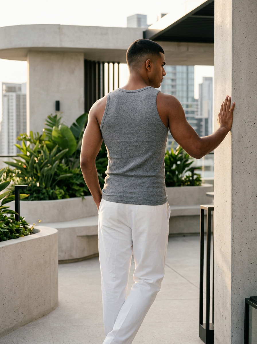Men's Regular Fit Cotton Vest Banyan