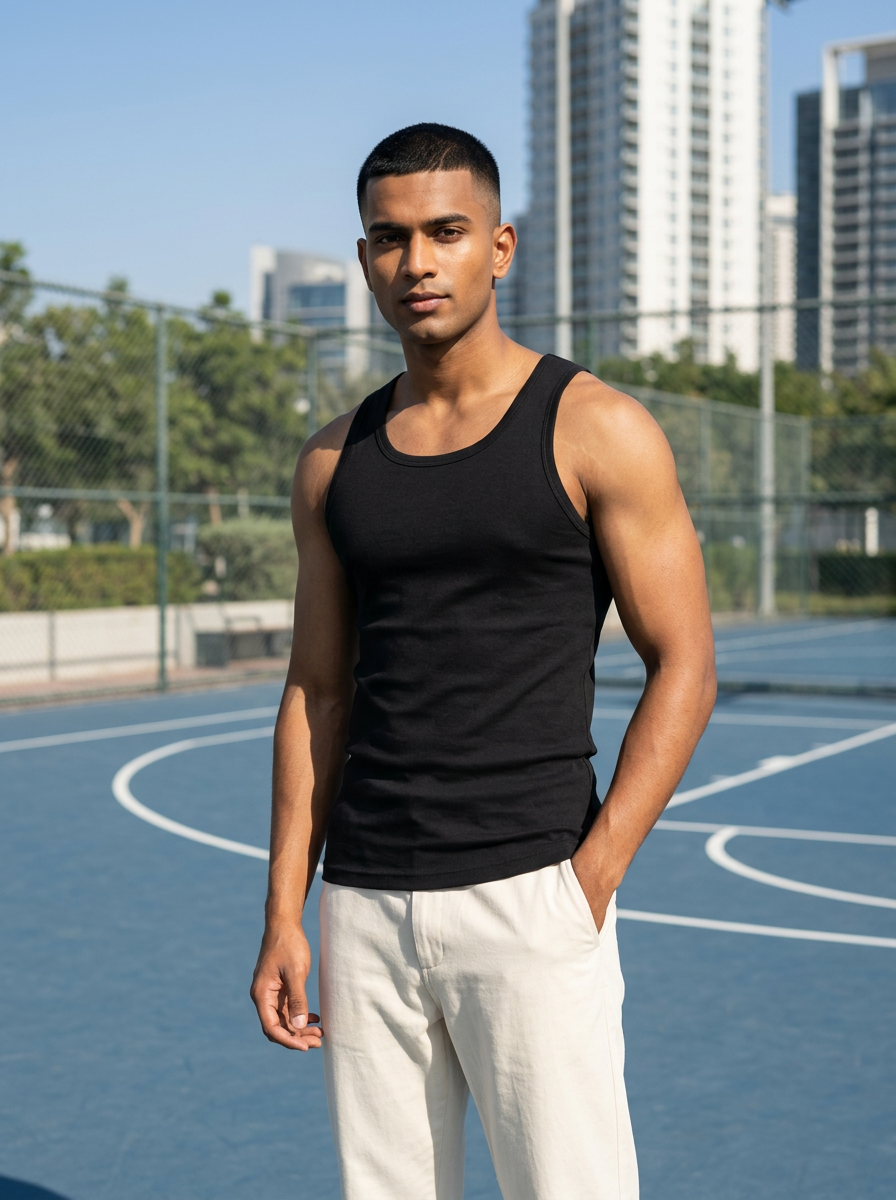 Men's Regular Fit Cotton Vest Banyan
