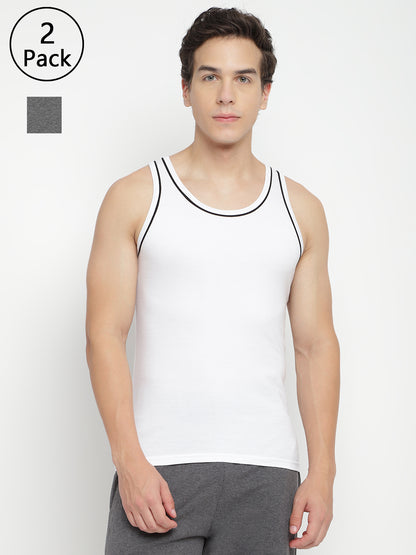 Two men's gym vests by La Intimo in a multipack, showcasing comfortable and stylish innerwear ideal for workouts and casual wear.