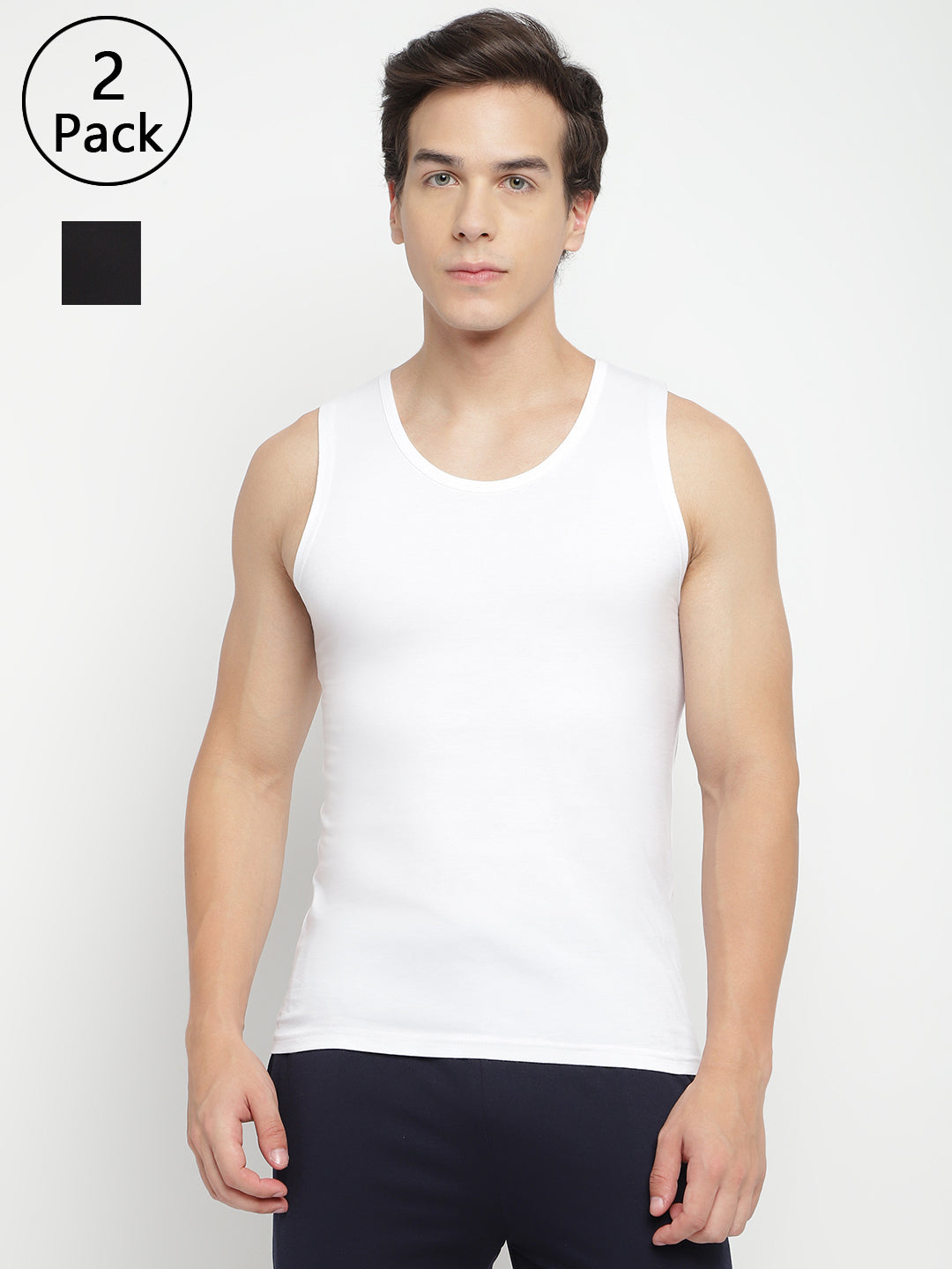 Pack of 2 La Intimo men's tank tops – comfortable, breathable, and stylish innerwear for daily wear and gym use.