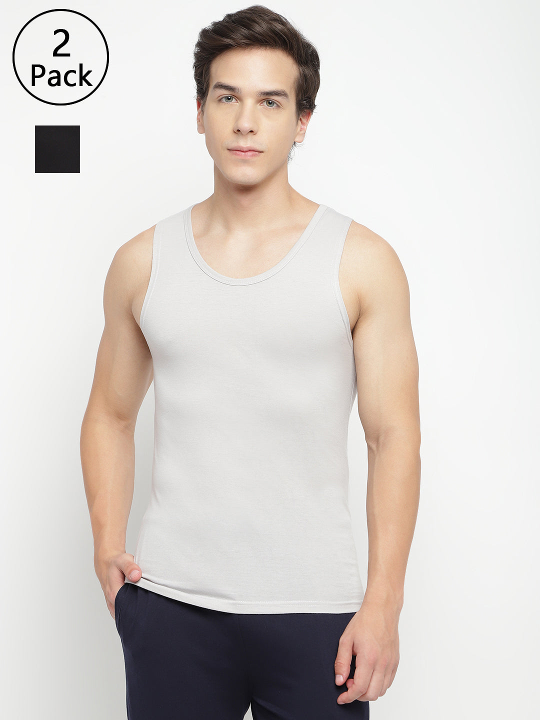 Pack of 2 La Intimo men's tank tops – comfortable, breathable, and stylish innerwear for daily wear and gym use.