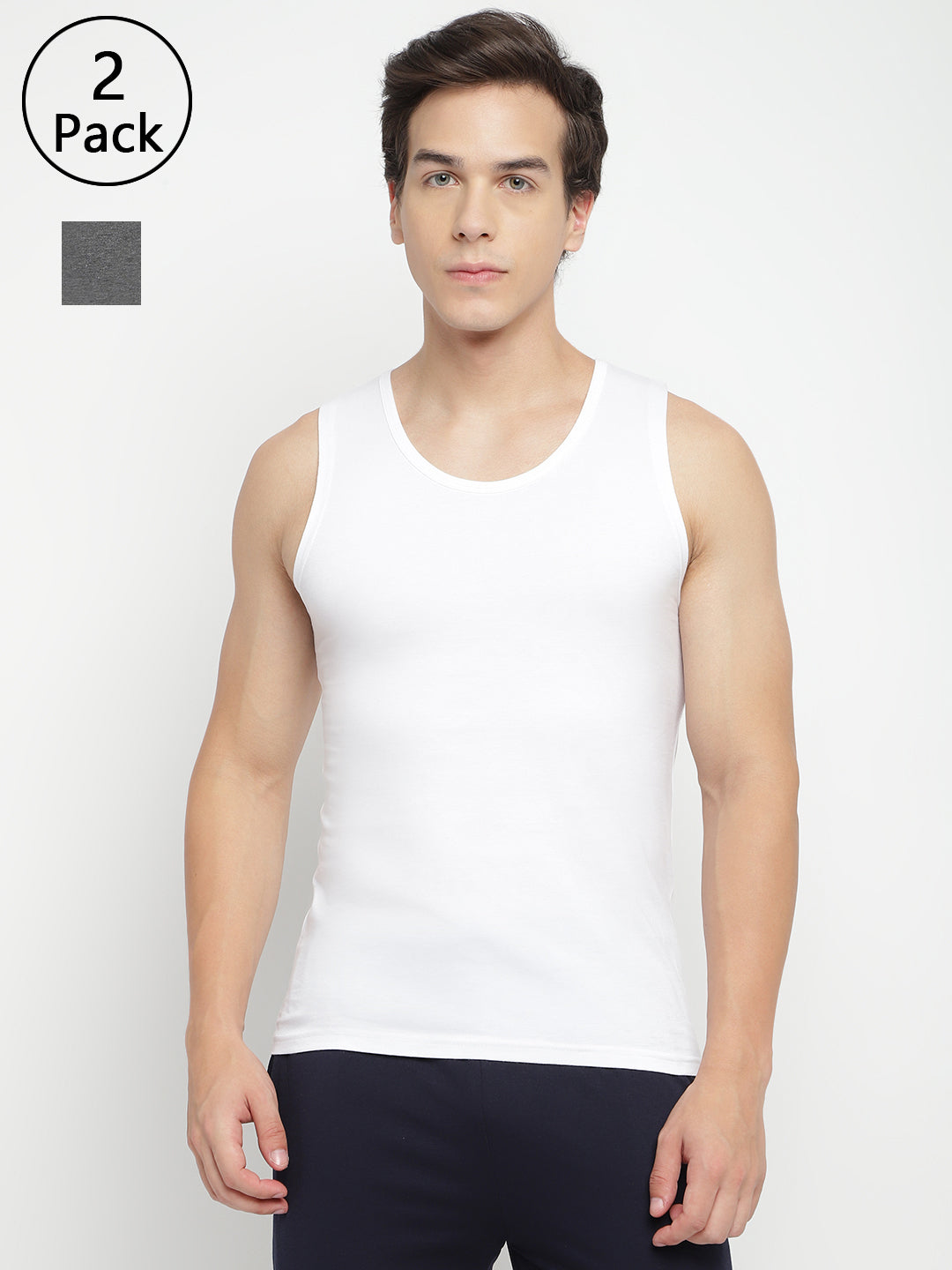 Pack of 2 La Intimo men's tank tops – comfortable, breathable, and stylish innerwear for daily wear and gym use.