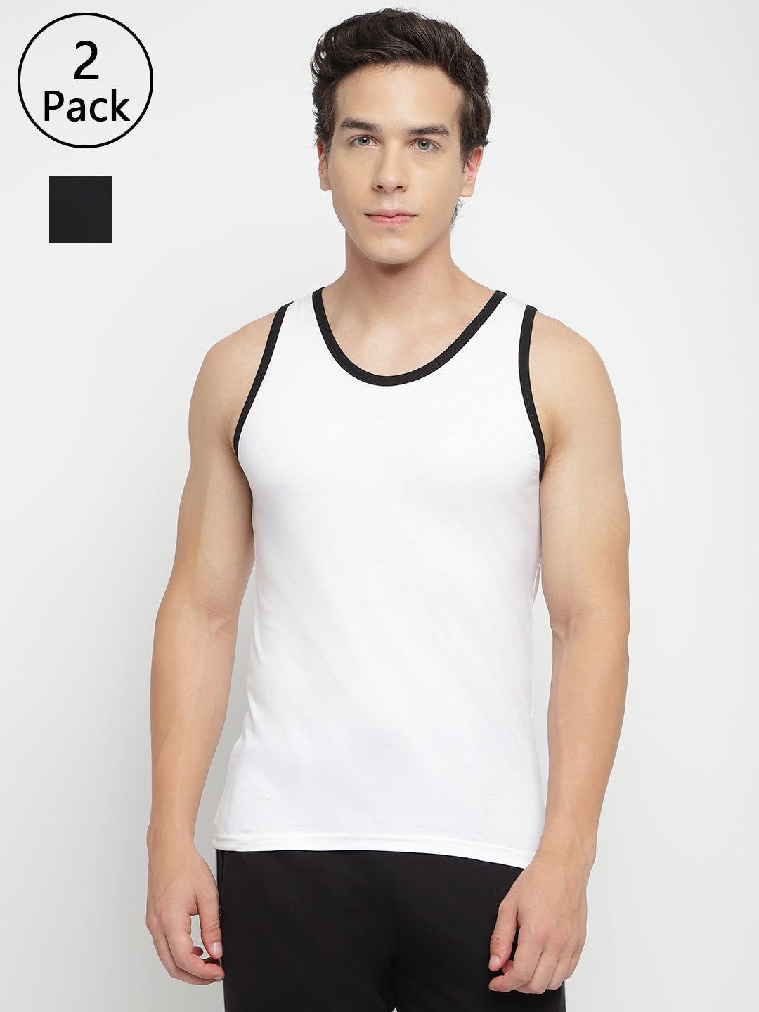 Men's regular fit vests by La Intimo, Pack of 2, comfortable innerwear in premium quality fabric.