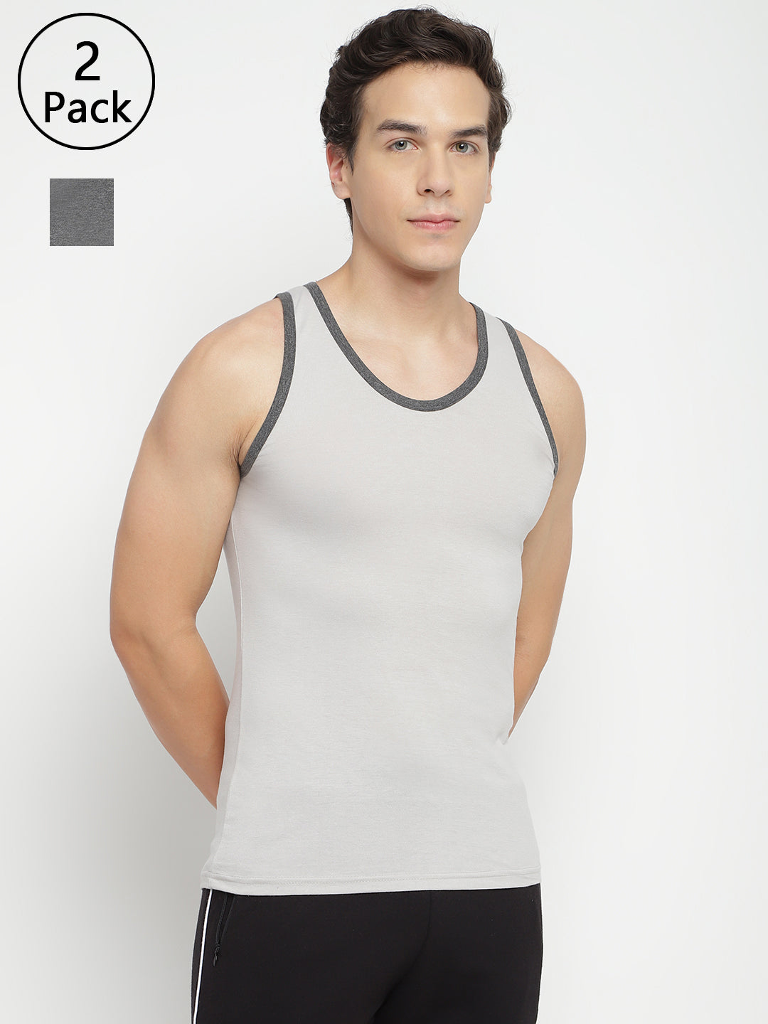 Men's regular fit vests by La Intimo, Pack of 2, comfortable innerwear in premium quality fabric.