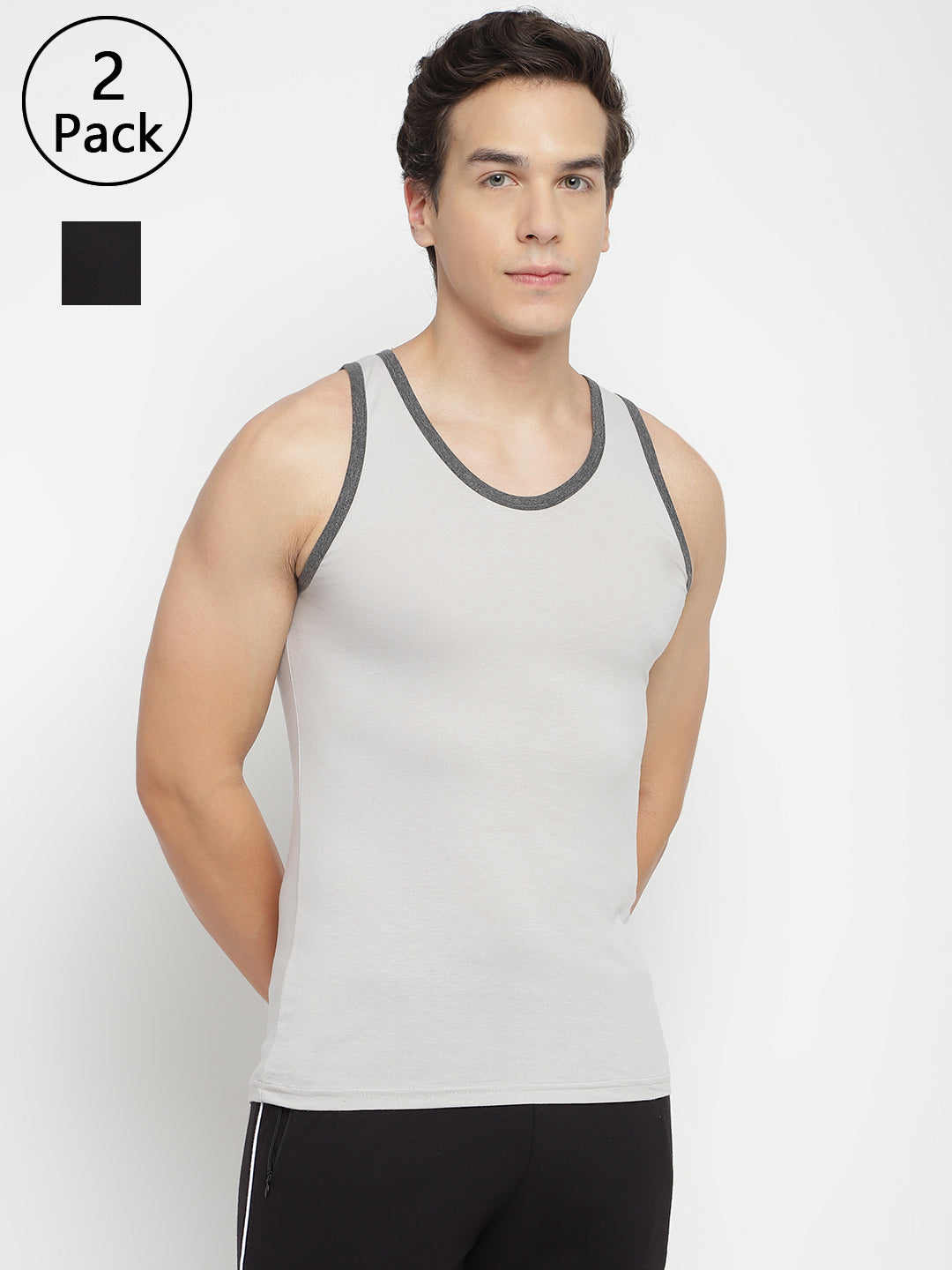 Men's regular fit vests by La Intimo, Pack of 2, comfortable innerwear in premium quality fabric.