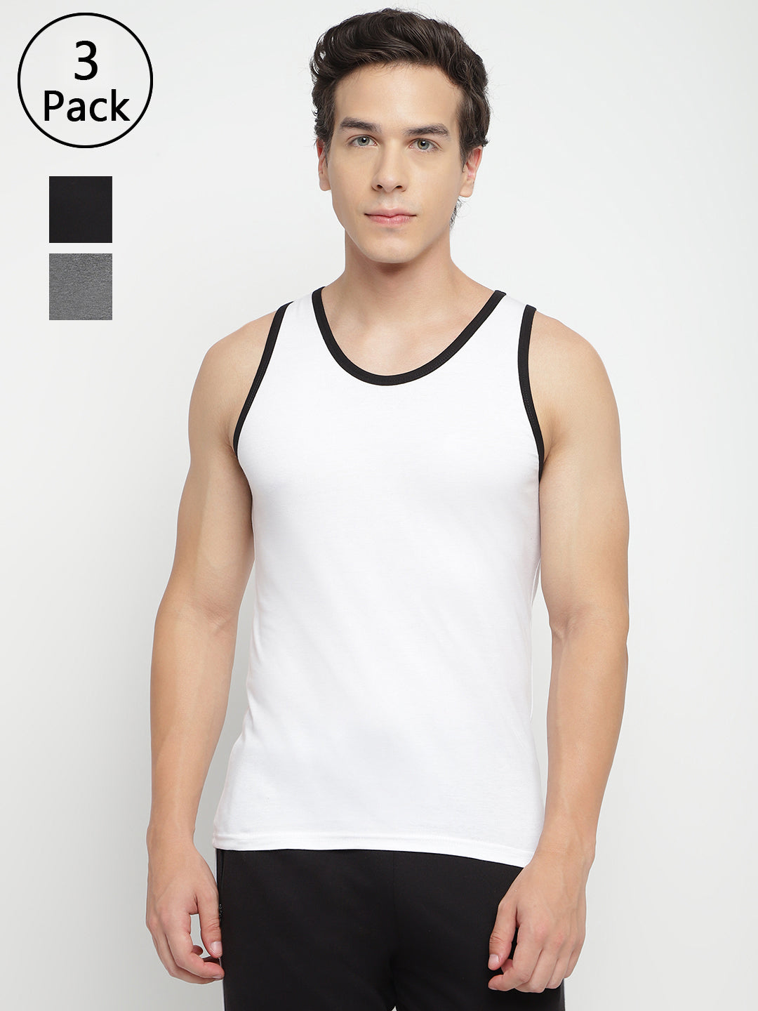 Men's regular vests by La Intimo, Pack of 3, stylish and comfortable innerwear for daily use.