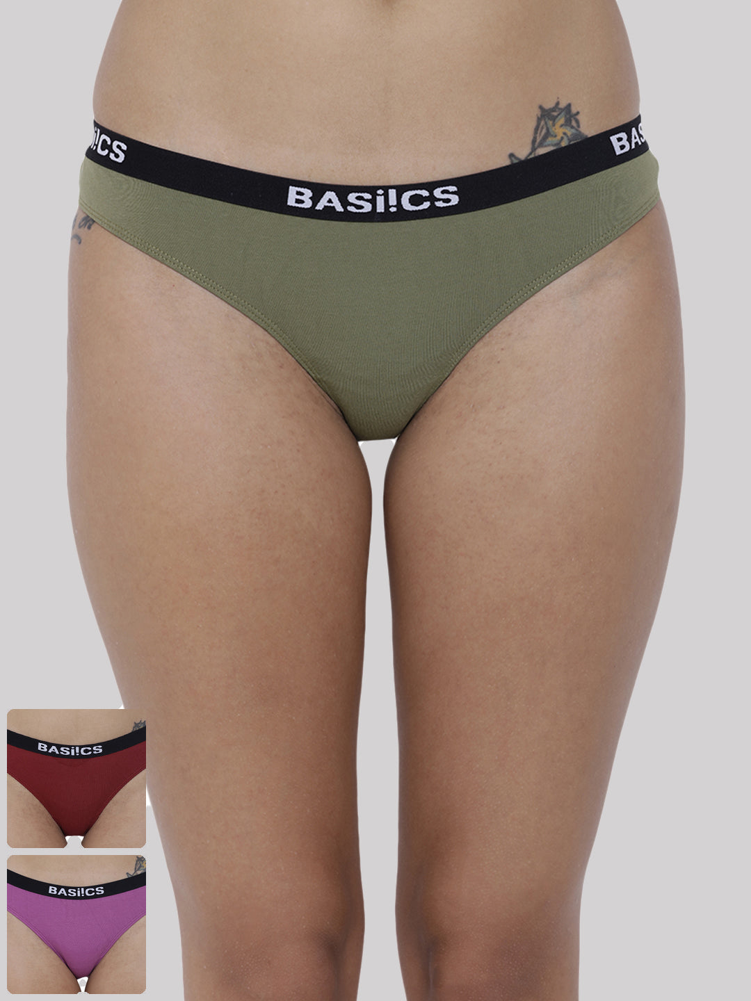 BASIICS by La Intimo women's pack of 3 panties and briefs, offering everyday comfort and style.