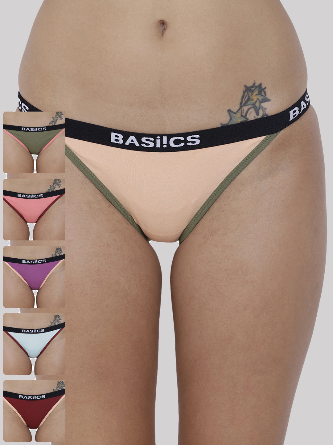 BASIICS by La Intimo women's pack of 6 panties and briefs offering all-day comfort and stylish everyday wear.