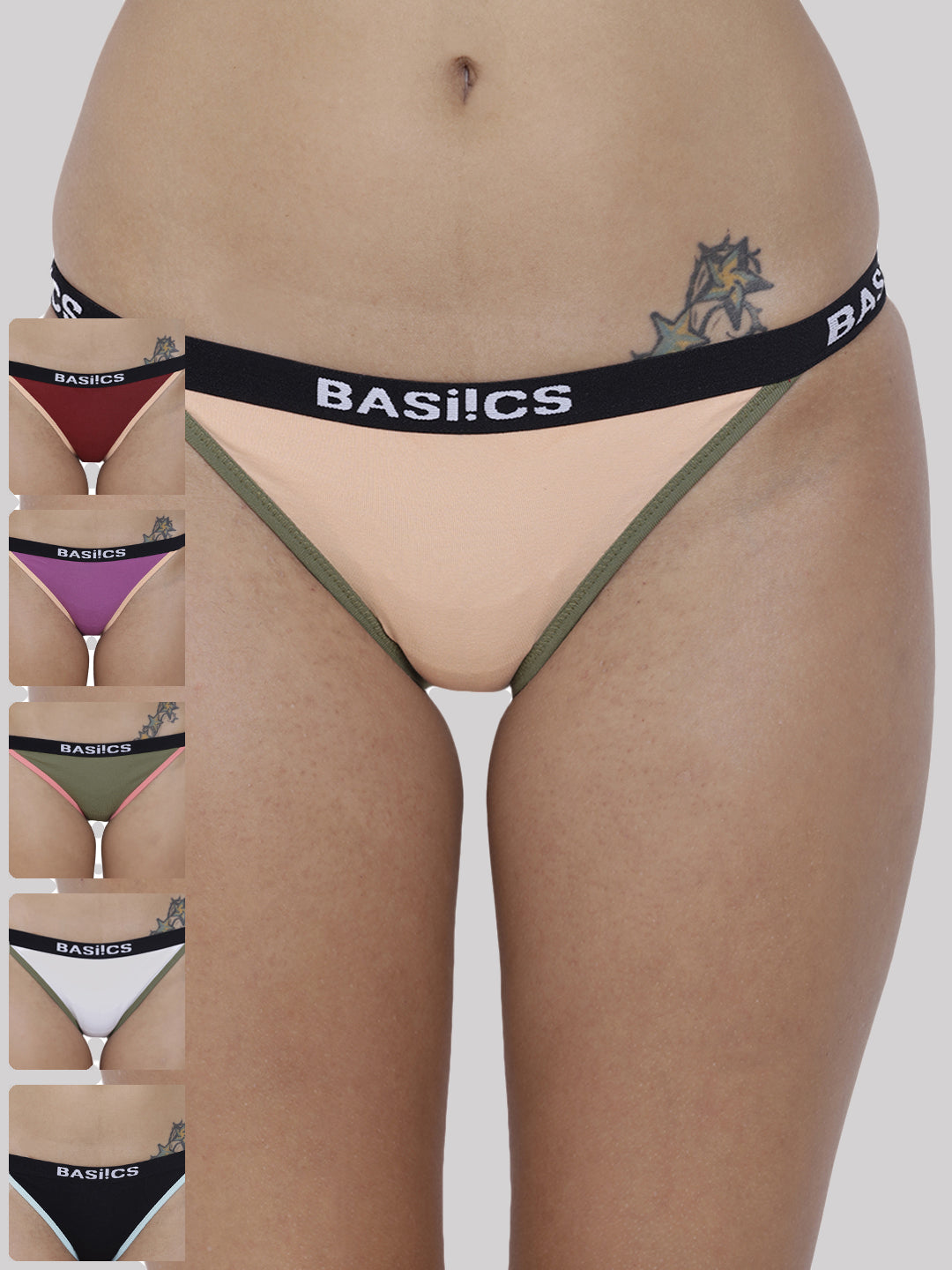 BASIICS by La Intimo women's pack of 6 panties and briefs offering all-day comfort and stylish everyday wear.