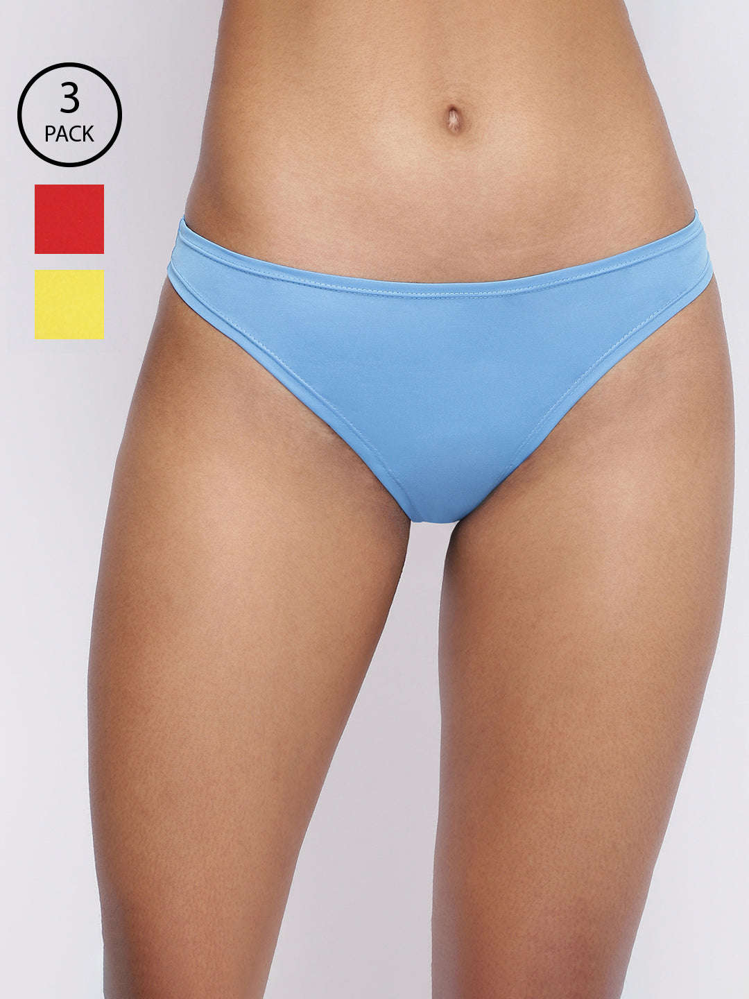 BASIICS by La Intimo women's pack of 3 semi-seamless thong panties offering a smooth fit and comfortable everyday wear.