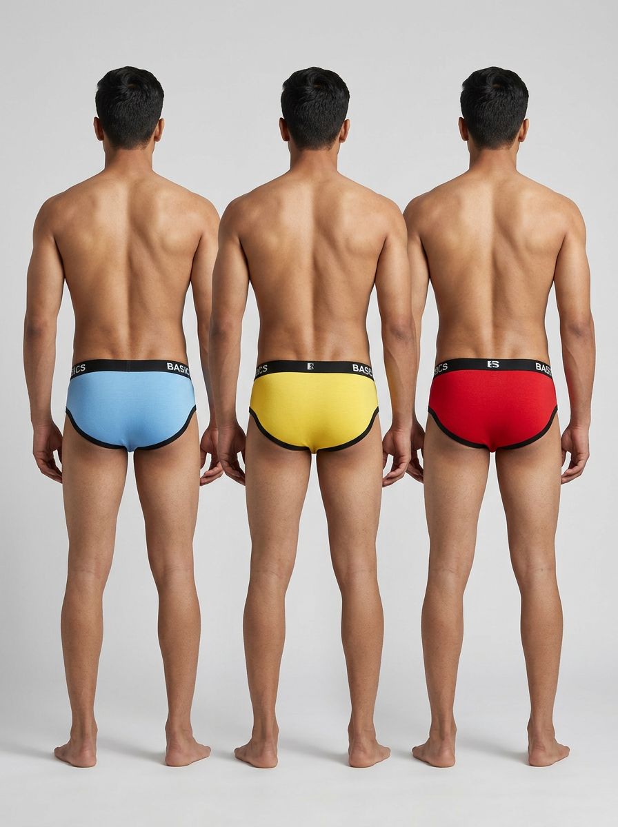 Cotton Brief - Straight Panel BASIICS (Pack of 3)
