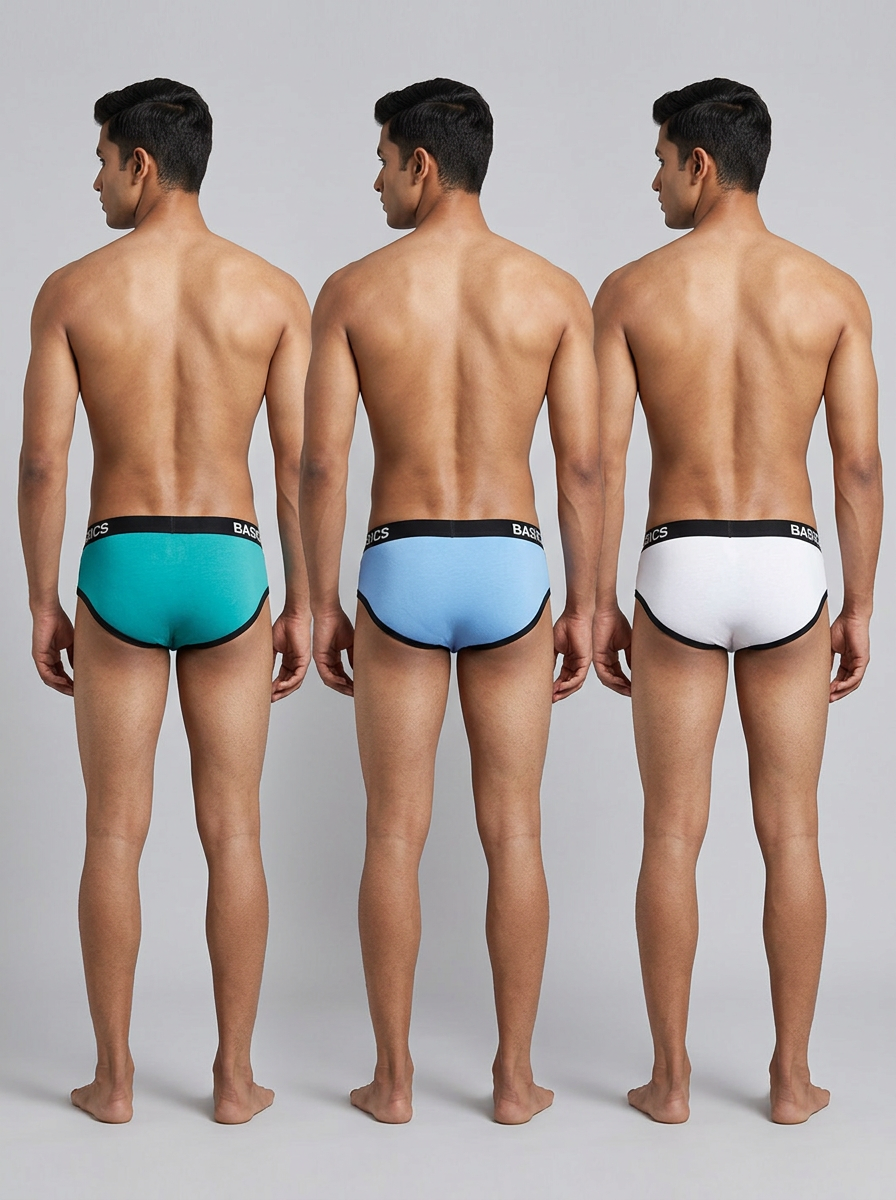 Cotton Brief - Straight Panel BASIICS (Pack of 3)