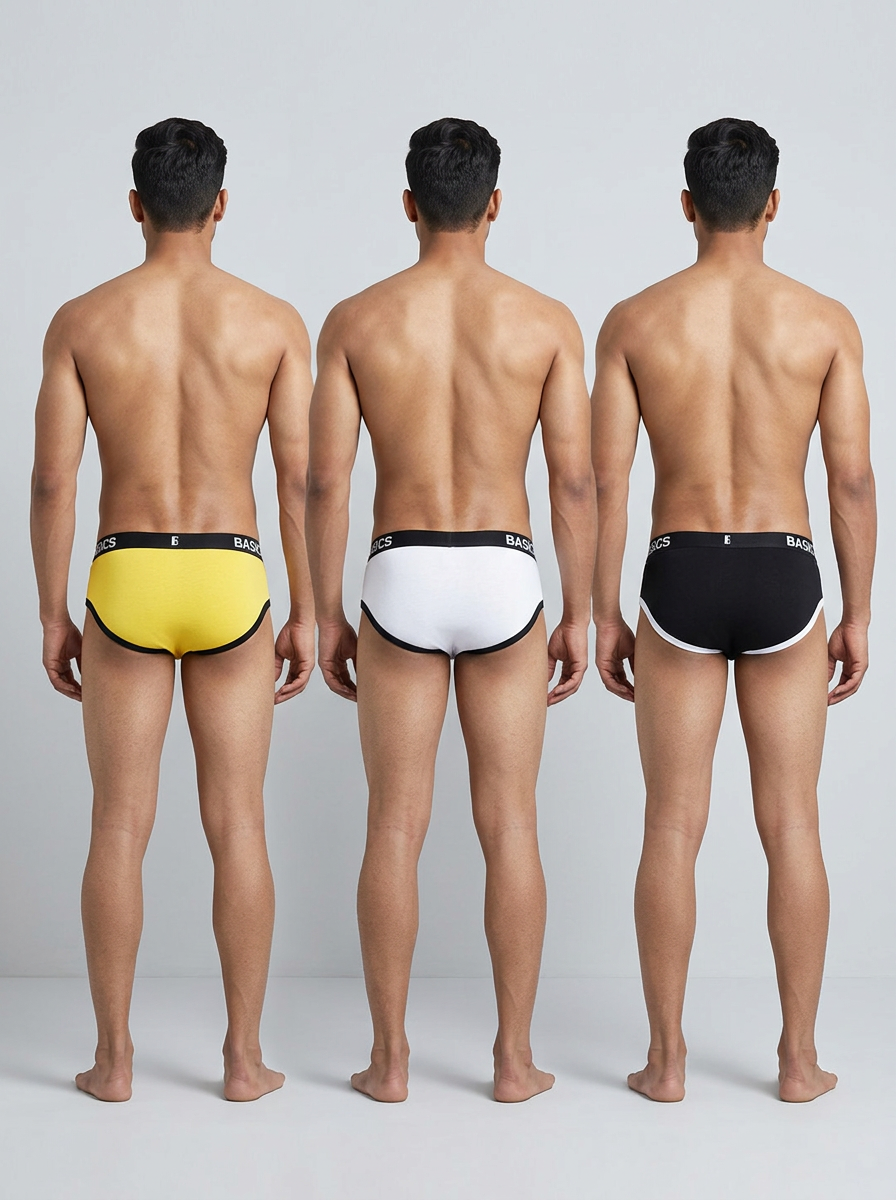 Cotton Brief - Straight Panel BASIICS (Pack of 3)