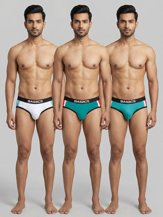 Cotton Brief - Straight Panel BASIICS (Pack of 3)