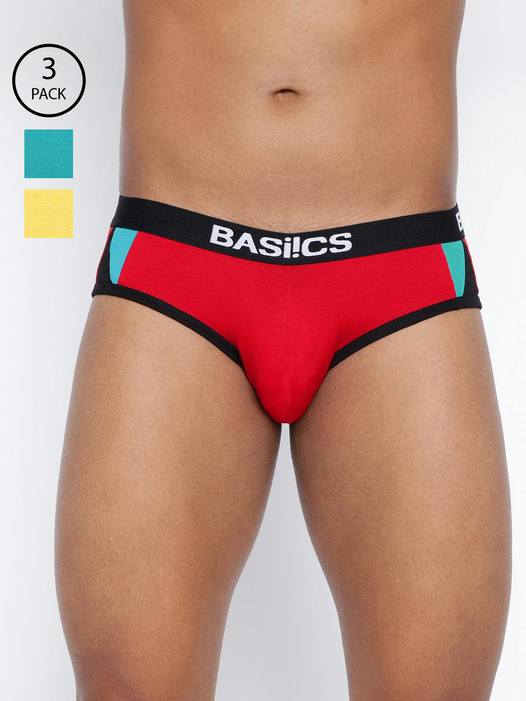 Pack of 3 men's innerwear briefs from BASIICS by La Intimo, featuring a standard core design for comfort and support. Available in a multi-pack for everyday wear.