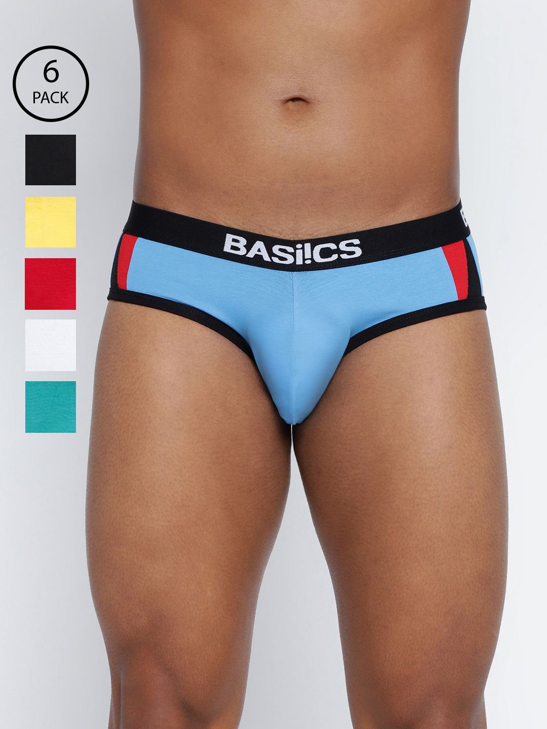 Pack of 6 men's standard core briefs from BASIICS by La Intimo, offering comfort and support for everyday wear. Ideal innerwear for daily use.