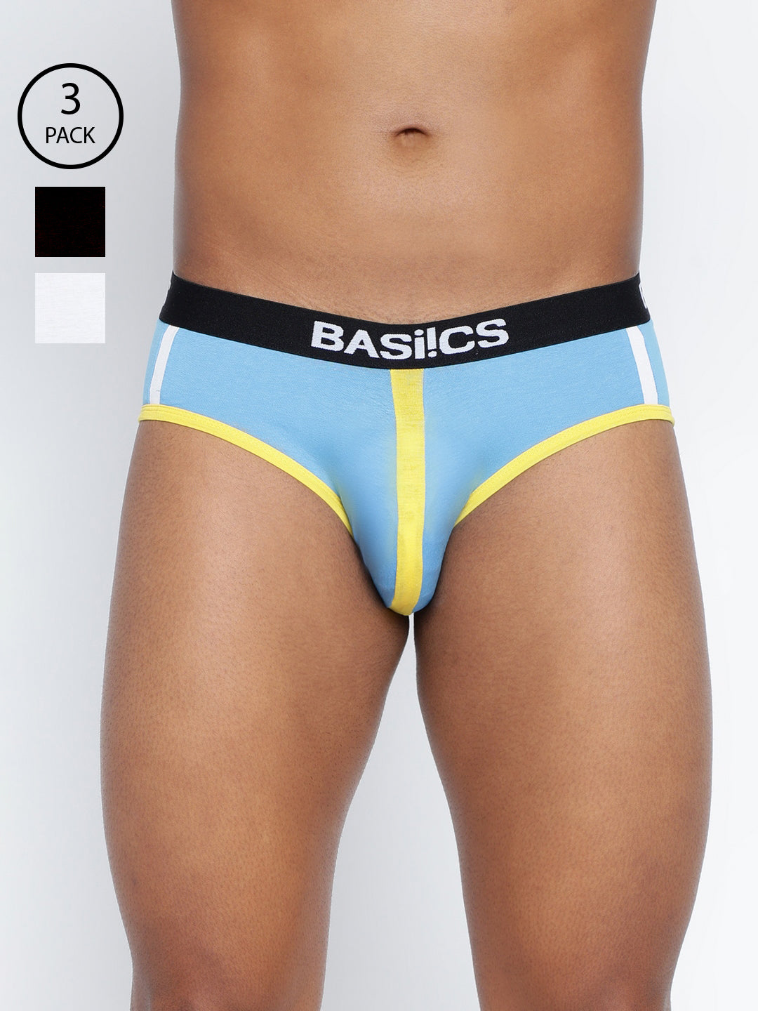 Pack of 3 men's standard core briefs from BASIICS by La Intimo, designed for comfort and support in everyday wear.