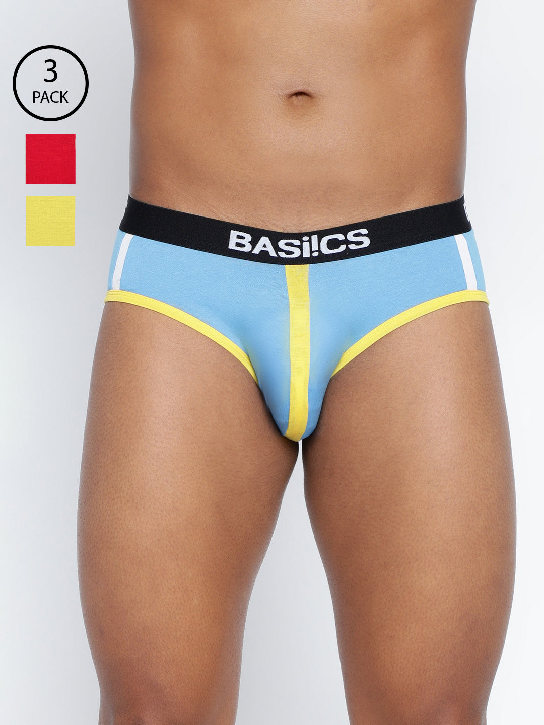 Pack of 3 men's standard core briefs from BASIICS by La Intimo, designed for comfort and support in everyday wear.