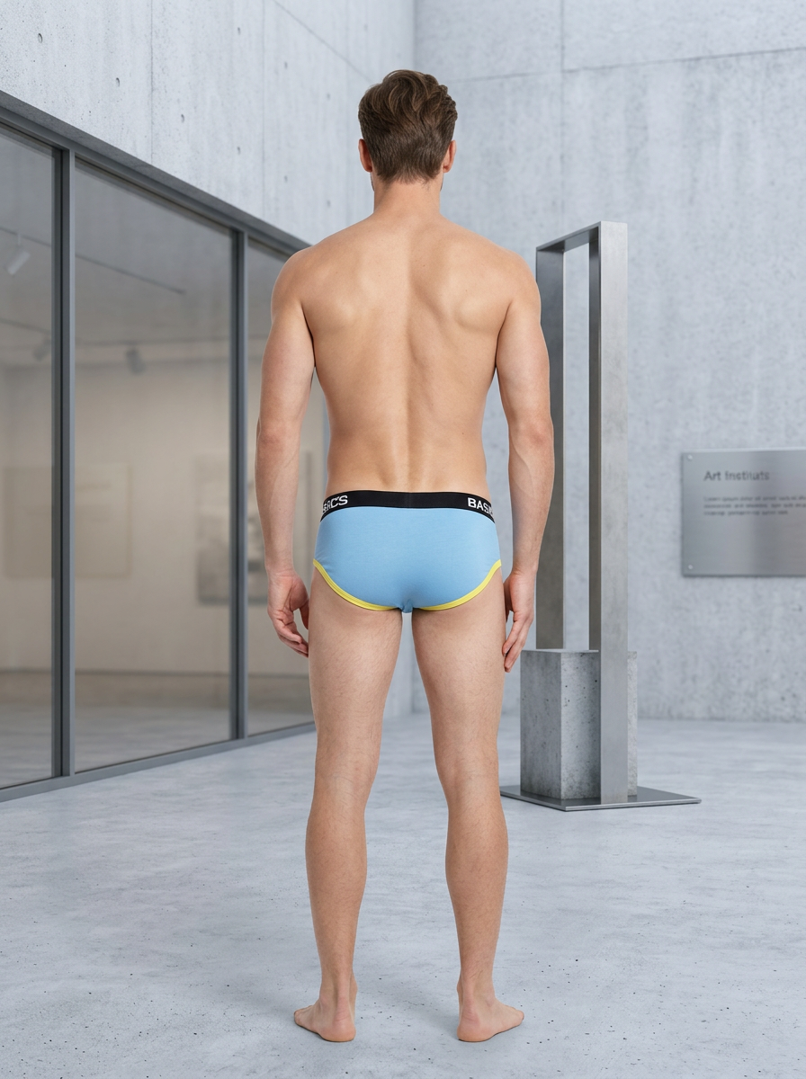 Men's Contrast Stripe Cotton Brief - Retro Style BASIICS