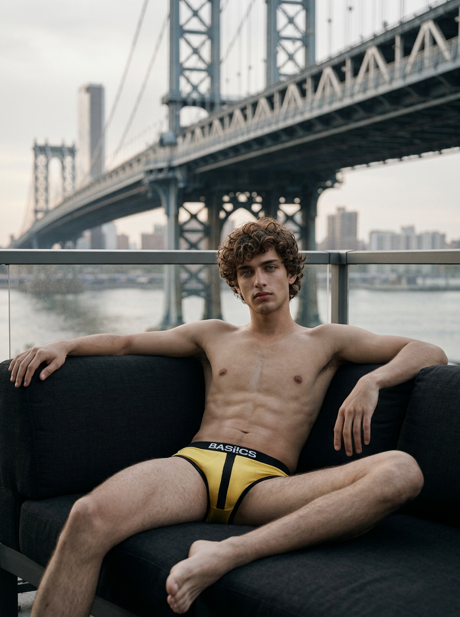 Men's Contrast Stripe Cotton Brief - Retro Style BASIICS