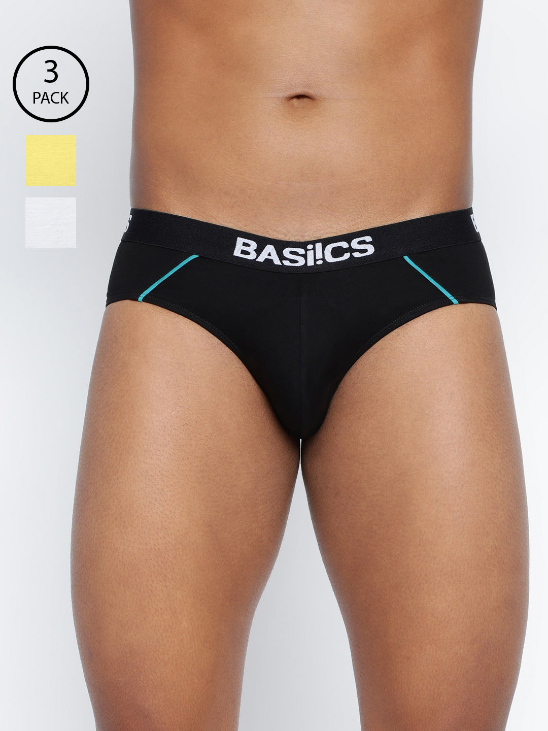 Pack of 3 men's standard core briefs from BASIICS by La Intimo, providing comfort and support for everyday wear.