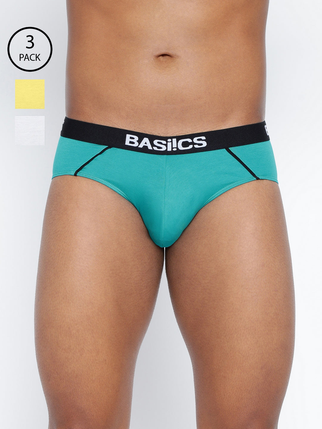 Pack of 3 men's standard core briefs from BASIICS by La Intimo, providing comfort and support for everyday wear.