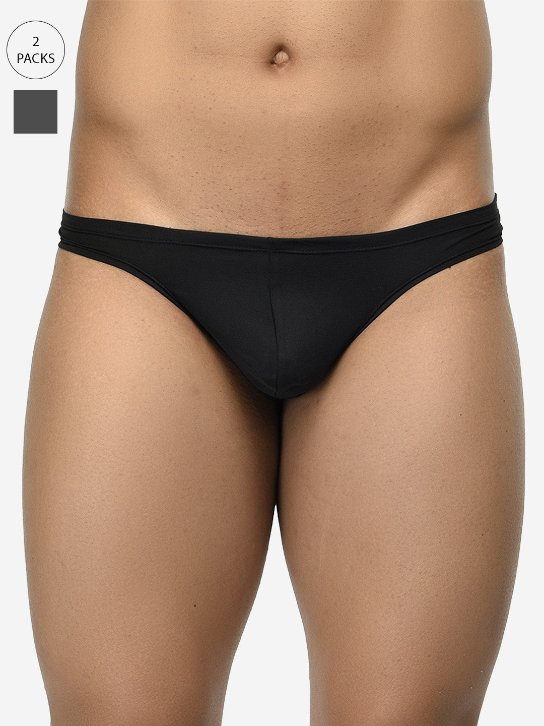 Pack of 2 men's semi-seamless thongs from BASIICS by La Intimo, offering a sleek fit and comfort for everyday wear.