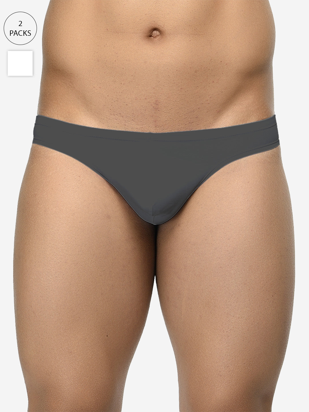 Pack of 2 men's semi-seamless thongs from BASIICS by La Intimo, offering a sleek fit and comfort for everyday wear.