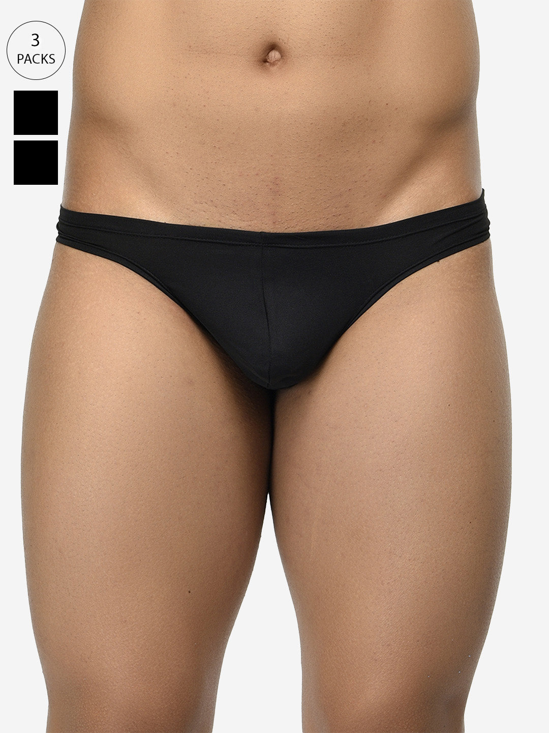 Pack of 3 men's semi-seamless thongs from BASIICS by La Intimo, offering a sleek fit and all-day comfort for everyday wear.