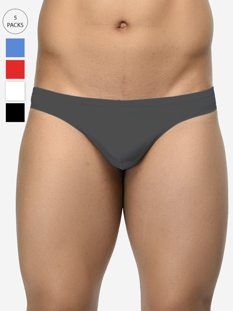 Pack of 5 men's semi-seamless thongs from BASIICS by La Intimo, offering a sleek fit, comfort, and support for everyday wear.