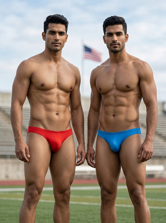 Men's Low Waist Semi Seamless Thong - Flash (Pack of 2) - Blue, Red