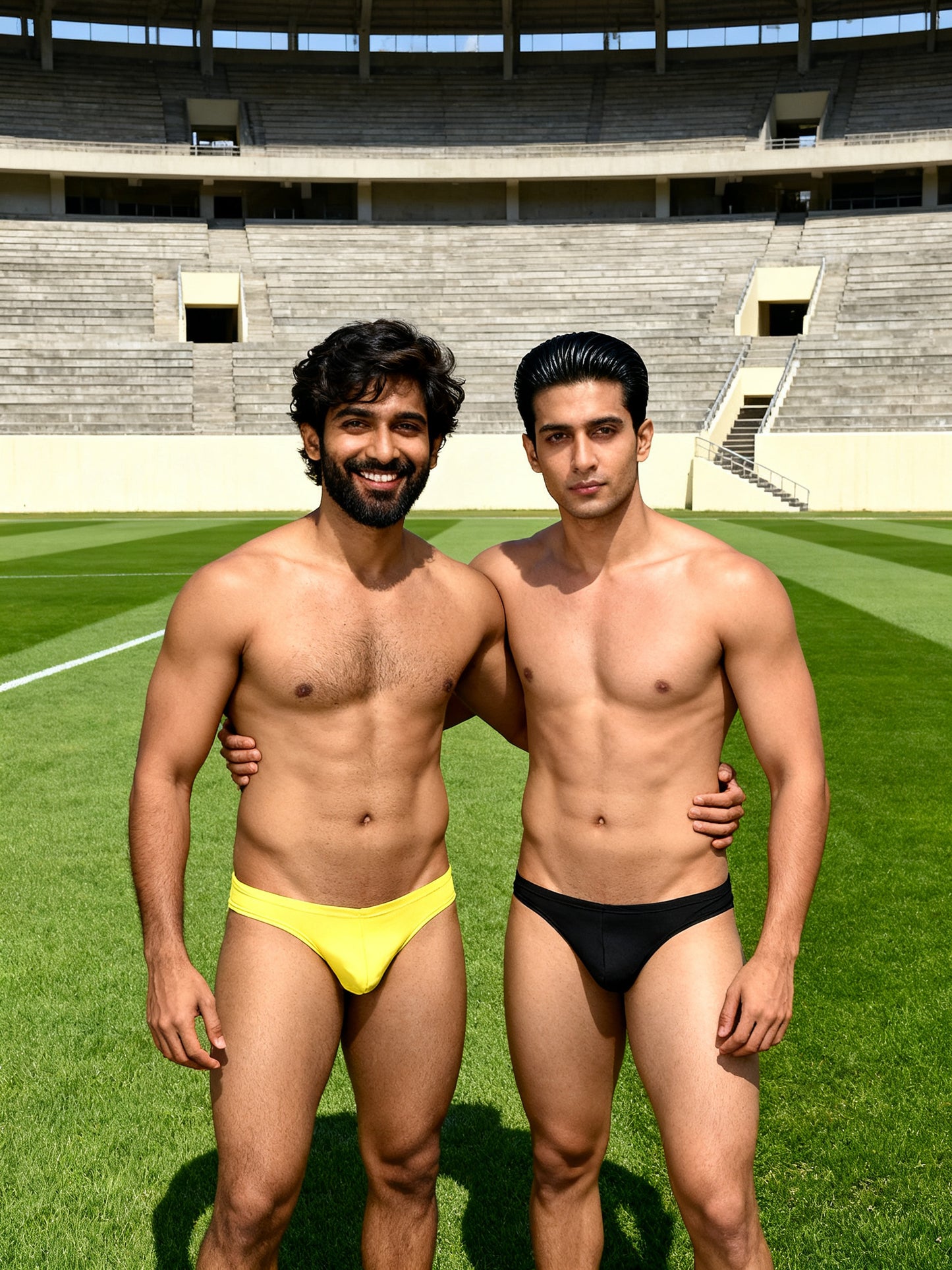 Men's Low Waist Semi Seamless Thong - Flash (Pack of 2) - Black, Yellow