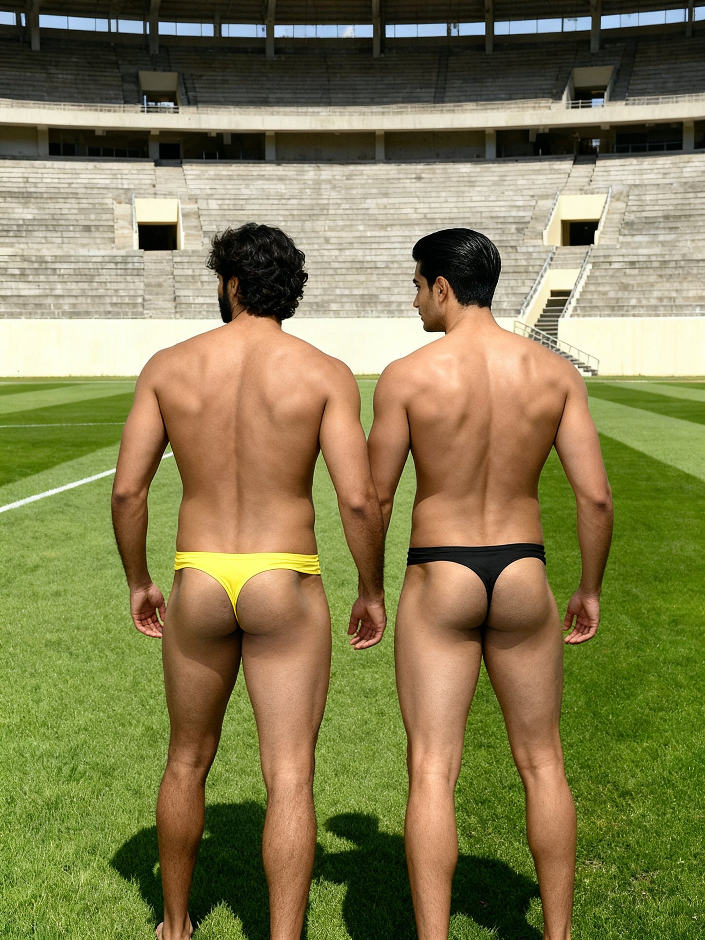 Men's Low Waist Semi Seamless Thong - Flash (Pack of 2) - Black, Yellow