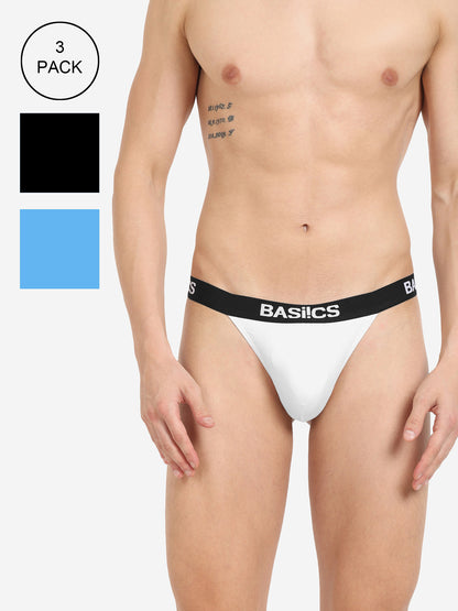 BASIICS by La Intimo Men's Thongs Pack of 3 - Comfortable, breathable, and seamless innerwear
