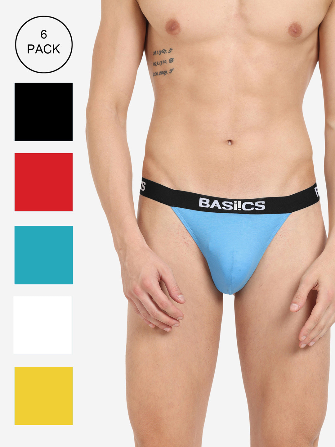 BASIICS by La Intimo Men's Thongs Pack of 6 - Comfortable, breathable, and seamless innerwear