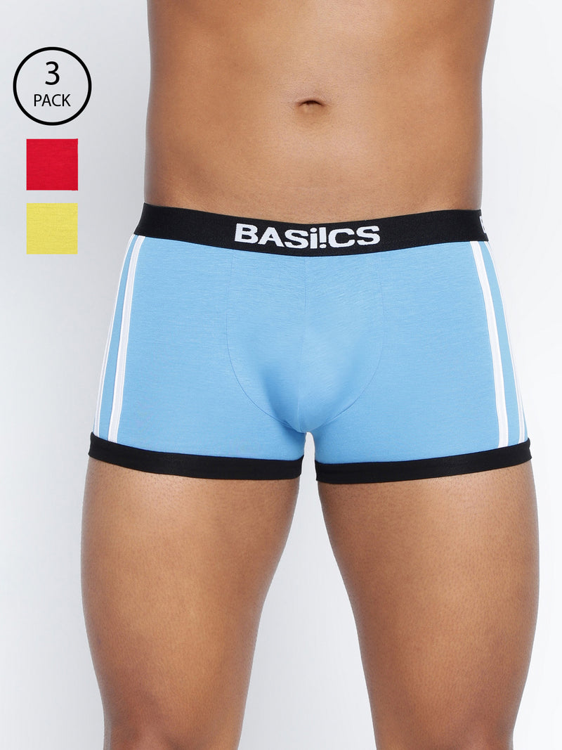 BASIICS by La Intimo Men's Trunks Pack of 3 - Comfortable, breathable, and supportive innerwear