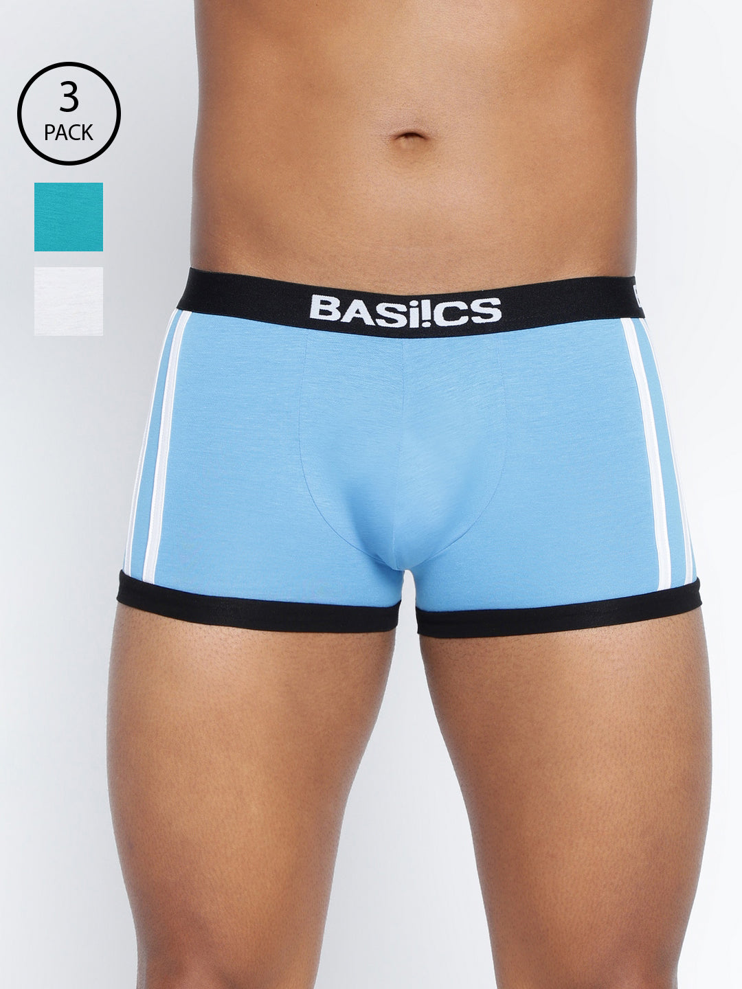 BASIICS by La Intimo Men's Trunks Pack of 3 - Comfortable, breathable, and supportive innerwear