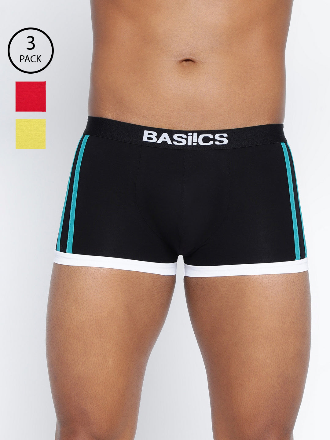 BASIICS by La Intimo Men's Trunks Pack of 3 - Comfortable, breathable, and supportive innerwear