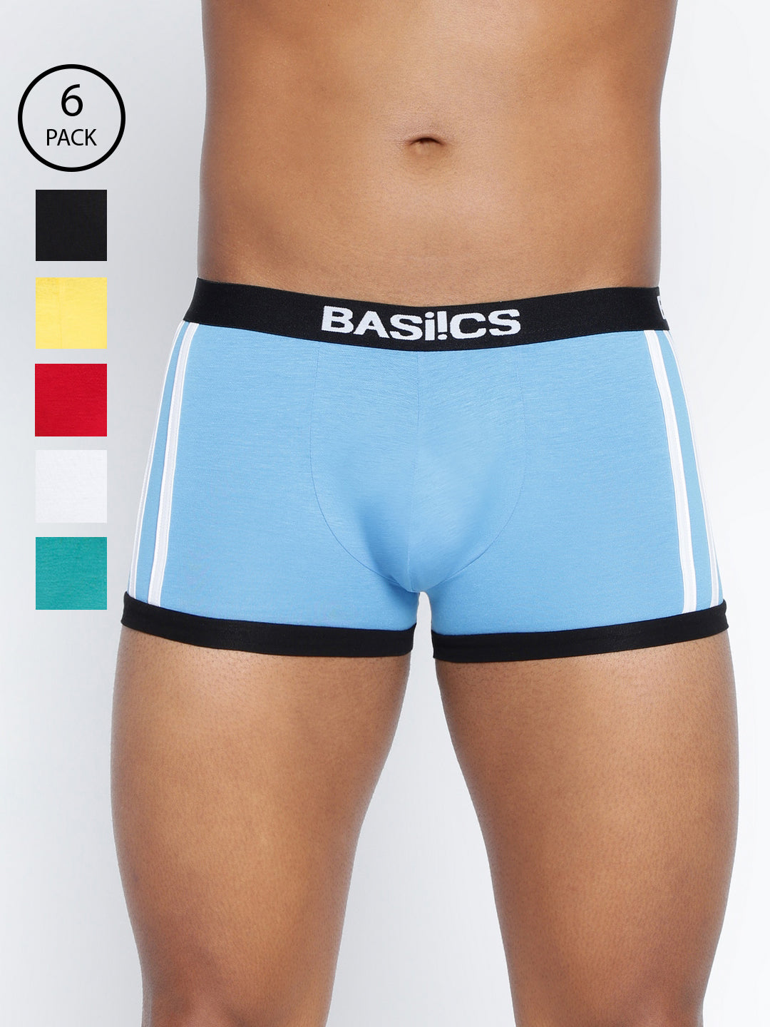 BASIICS by La Intimo Men's Trunks Pack of 6 - Comfortable, breathable, and supportive innerwear