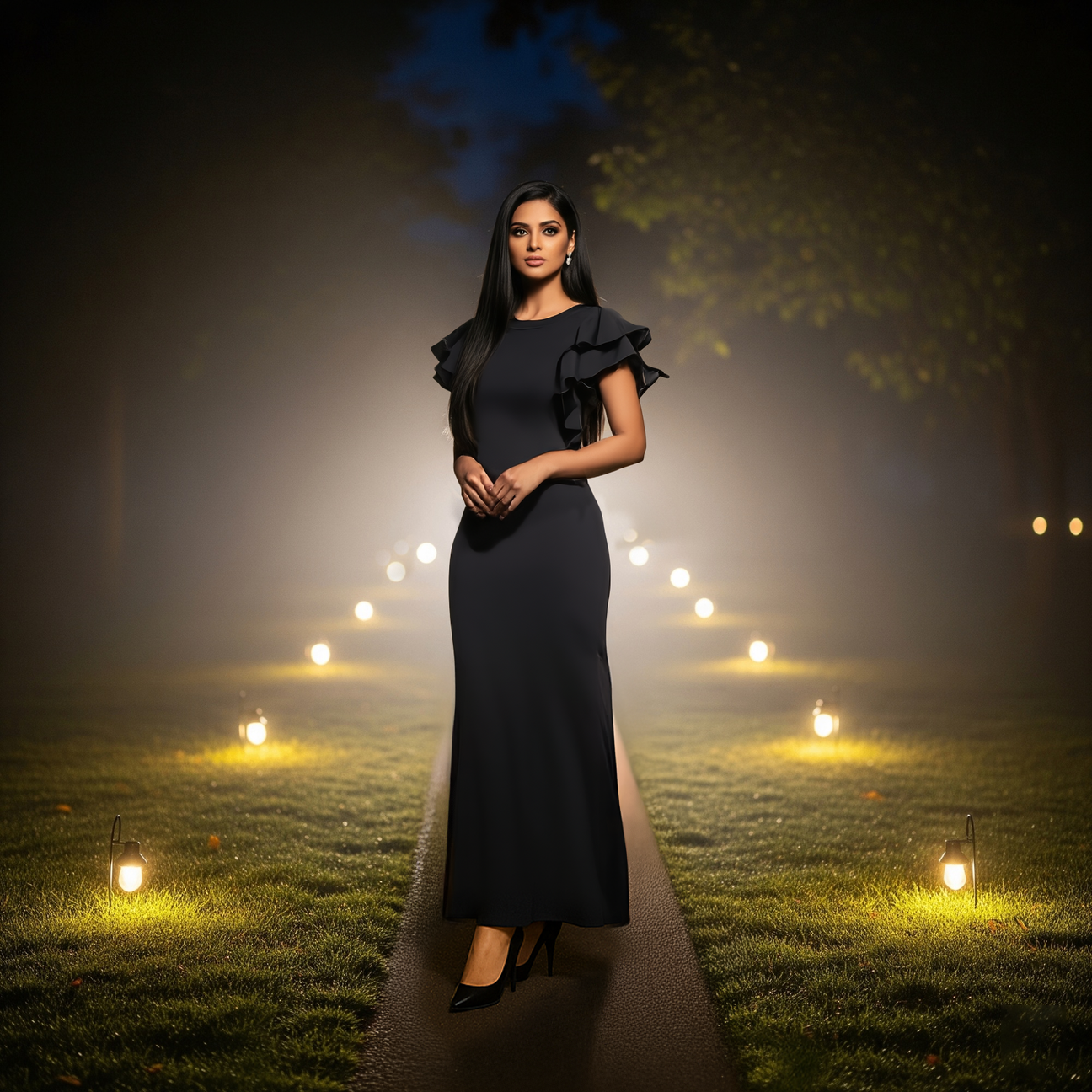 Black Plain Midi Dress - Armani Zurich