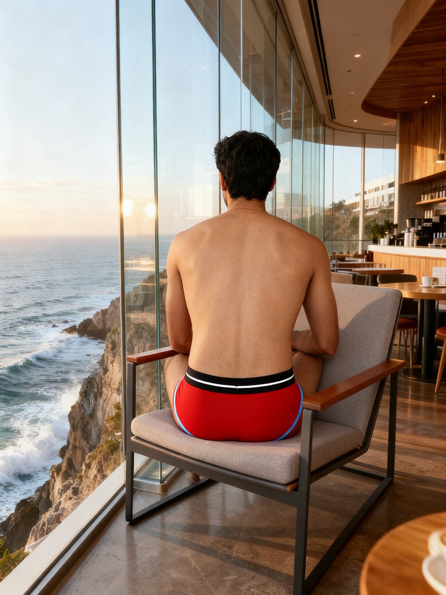 Men's Contrast Stripe Cotton Brief - Retro Style